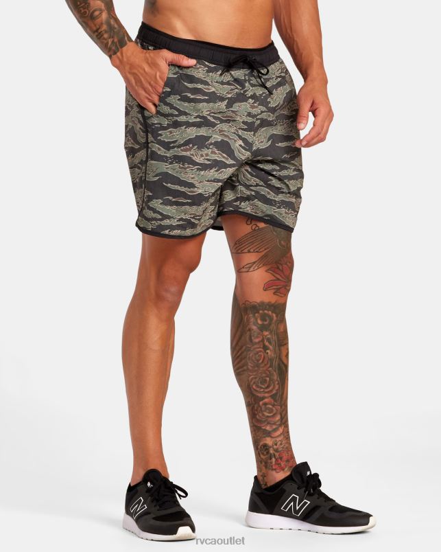 Clothing V84B285 tiger camo RVCA Men Yogger Hybrid Elastic Waist Athletic Shorts 17