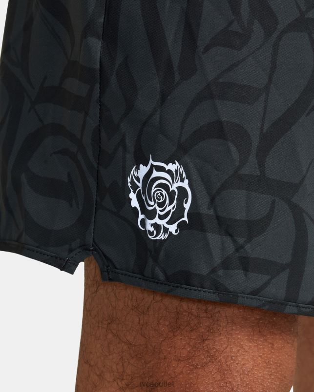 Clothing V84B319 black RVCA Men Thug Rose Yogger Stretch Performance Shorts