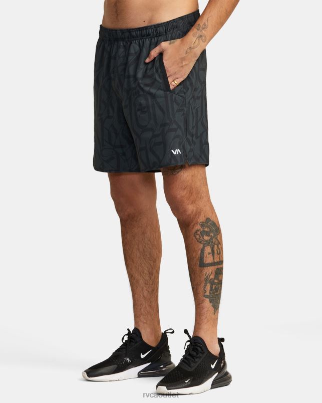 Clothing V84B319 black RVCA Men Thug Rose Yogger Stretch Performance Shorts