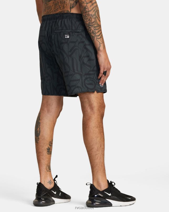 Clothing V84B319 black RVCA Men Thug Rose Yogger Stretch Performance Shorts