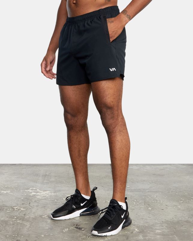 Clothing V84B782 black RVCA Men Yogger Elastic Waist Running Shorts 15