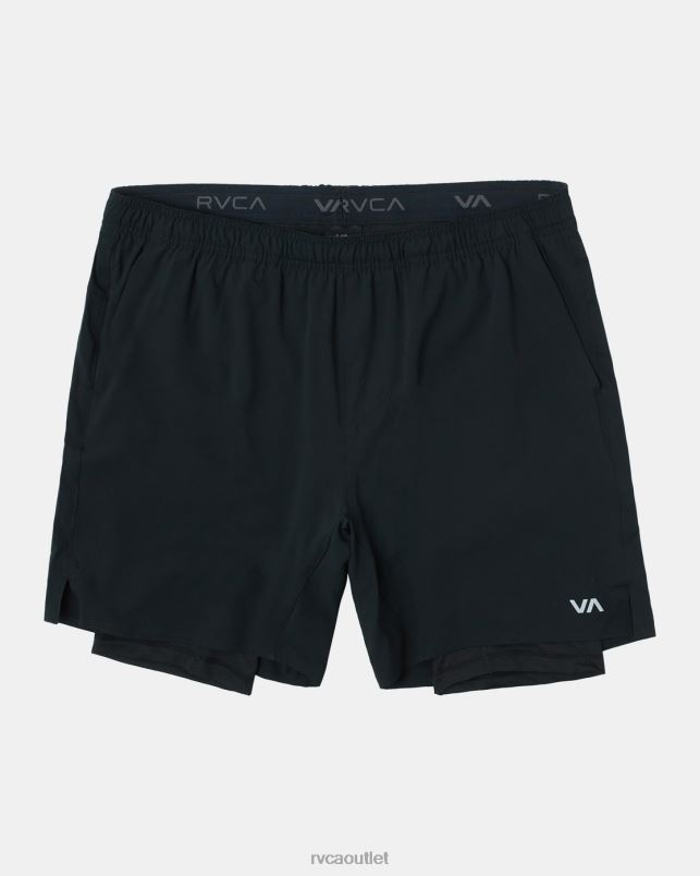 Clothing V84B845 black multi RVCA Men Yogger Train 2-In-1 Elastic Waist Workout Shorts 17