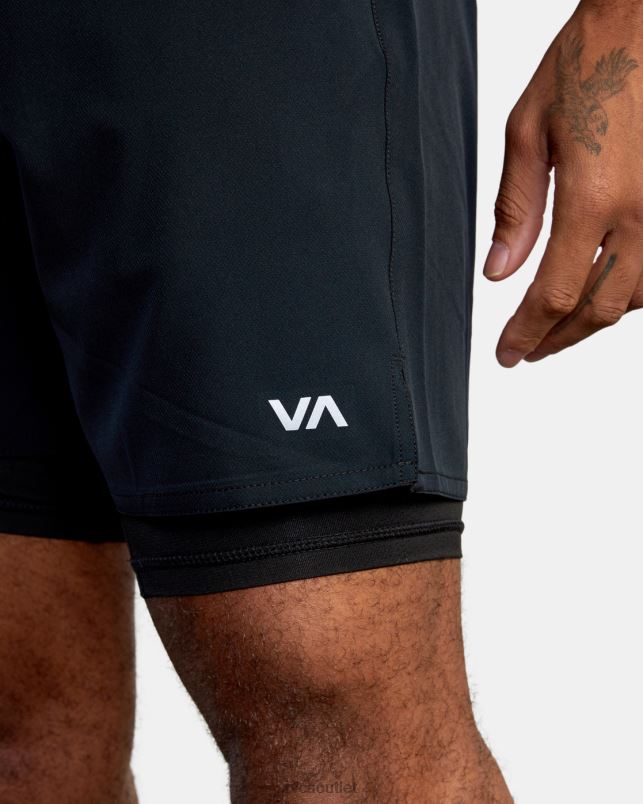Clothing V84B845 black multi RVCA Men Yogger Train 2-In-1 Elastic Waist Workout Shorts 17