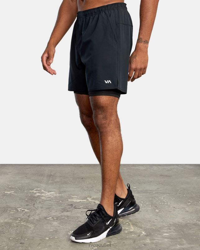 Clothing V84B845 black multi RVCA Men Yogger Train 2-In-1 Elastic Waist Workout Shorts 17