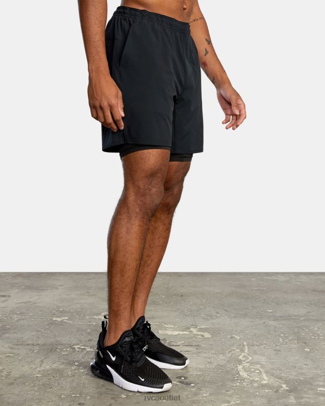 Clothing V84B845 black multi RVCA Men Yogger Train 2-In-1 Elastic Waist Workout Shorts 17