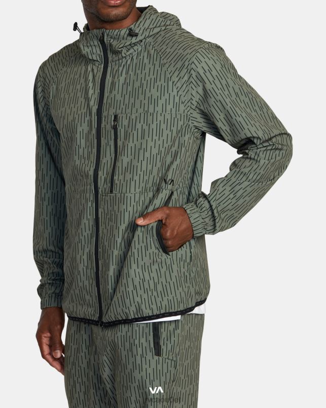 Clothing V84B569 rain camo RVCA Men Yogger Zip-Up Hooded Jacket II