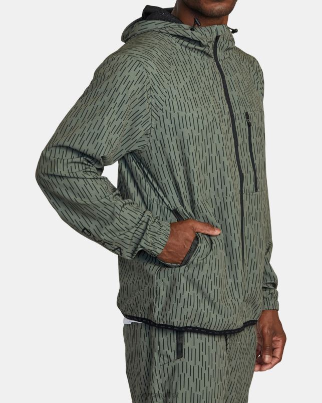 Clothing V84B569 rain camo RVCA Men Yogger Zip-Up Hooded Jacket II