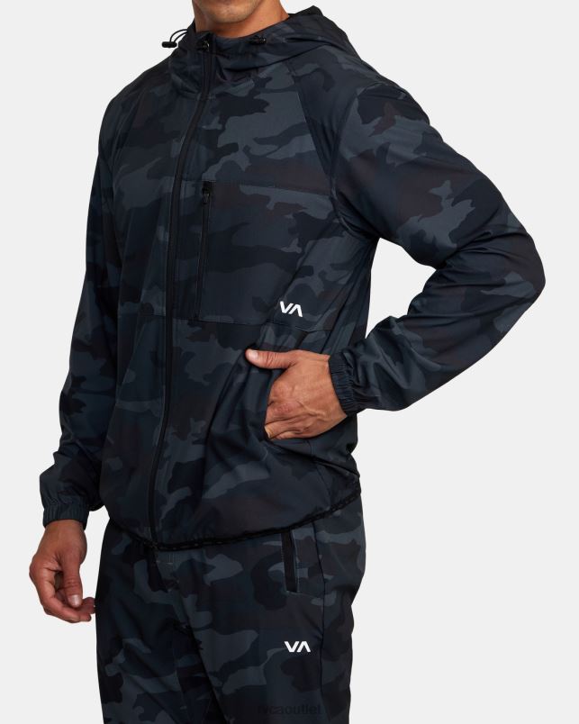 Clothing V84B890 camo RVCA Men Yogger Zip-Up Hooded Jacket II