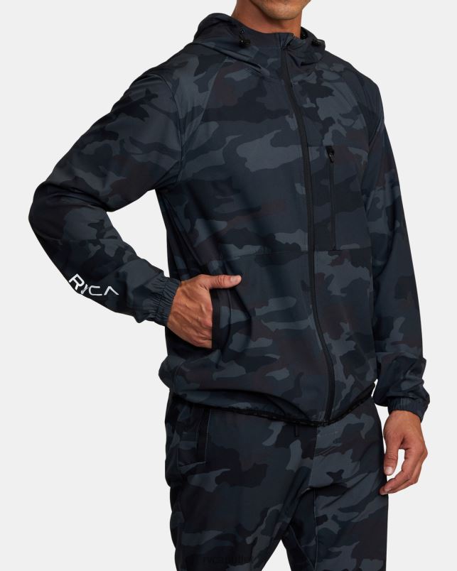 Clothing V84B890 camo RVCA Men Yogger Zip-Up Hooded Jacket II