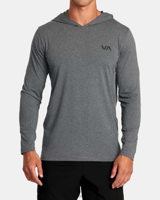 Clothing V84B718 charcoal heather RVCA Men Sport Vent Technical Hooded Top