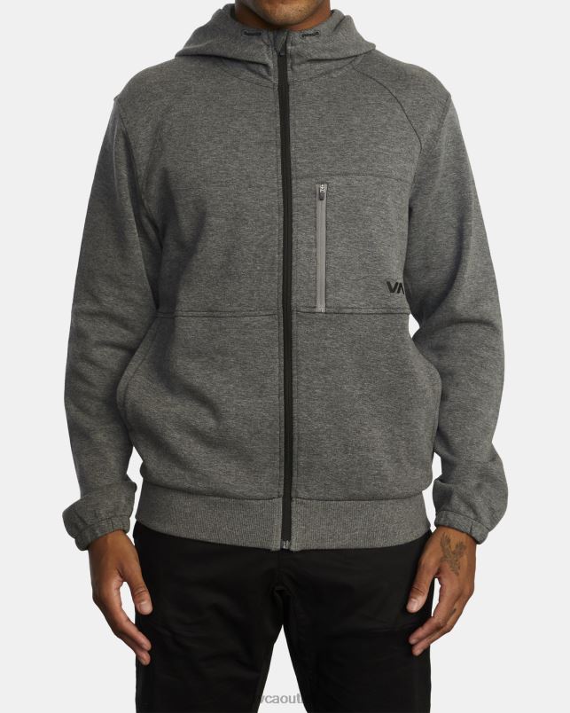 Clothing V84B883 athletic heather RVCA Men Tech Zip-Up Fleece Hoodie II