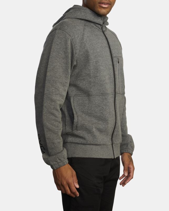 Clothing V84B883 athletic heather RVCA Men Tech Zip-Up Fleece Hoodie II