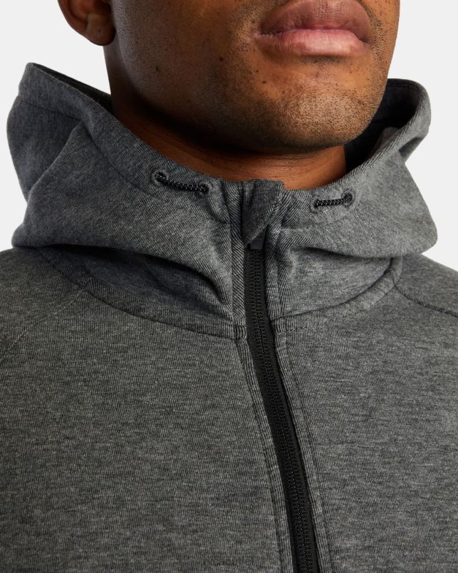 Clothing V84B883 athletic heather RVCA Men Tech Zip-Up Fleece Hoodie II