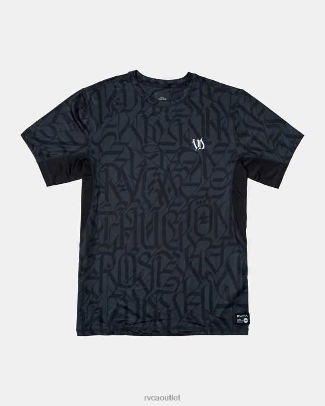 Clothing V84B1003 black RVCA Men Thug Rose Sport Vent Performance Short Sleeve Top