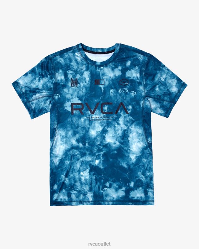 Clothing V84B23 teal tie dye RVCA Men Vent VA Sport Badge Technical Training Tee
