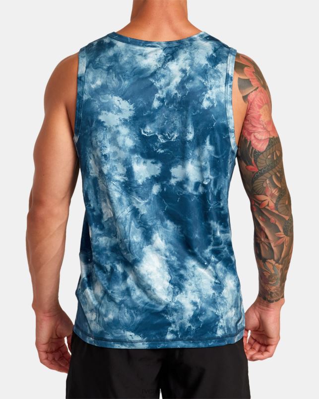 Clothing V84B35 teal tie dye RVCA Men Vent VA Sport Badge Technical Training Tank