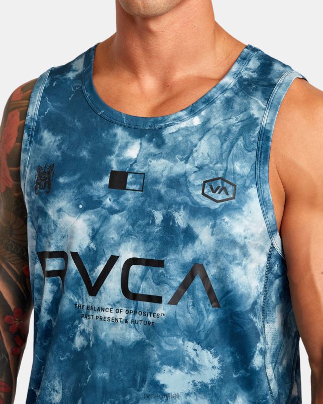Clothing V84B35 teal tie dye RVCA Men Vent VA Sport Badge Technical Training Tank