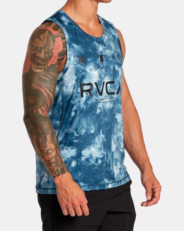 Clothing V84B35 teal tie dye RVCA Men Vent VA Sport Badge Technical Training Tank