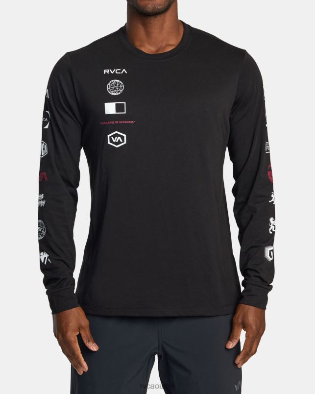 Clothing V84B502 black RVCA Men Arena Long Sleeve T-Shirt