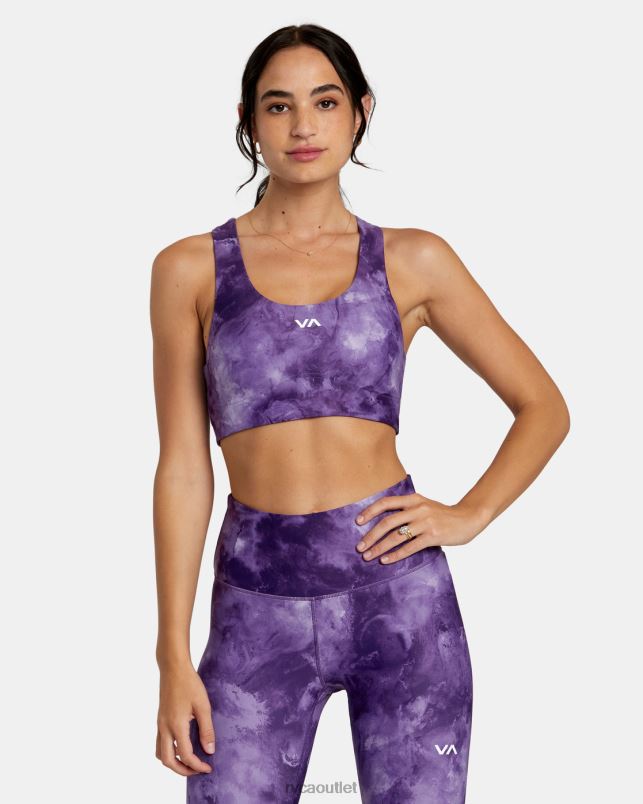 Clothing V84B1106 grape tie dye RVCA Women VA Essential Mid Support Sports Bra
