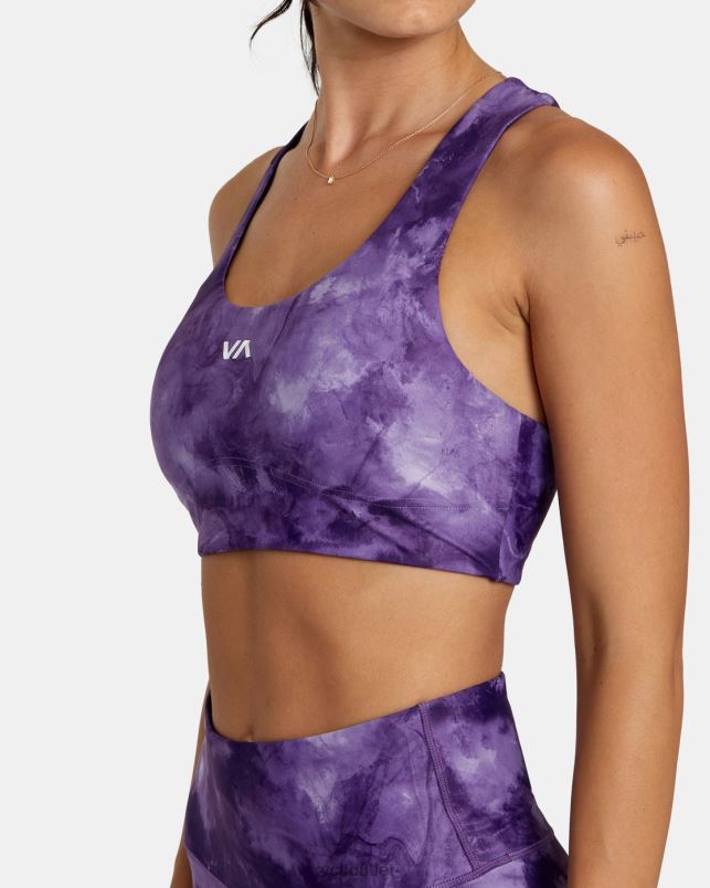 Clothing V84B1106 grape tie dye RVCA Women VA Essential Mid Support Sports Bra