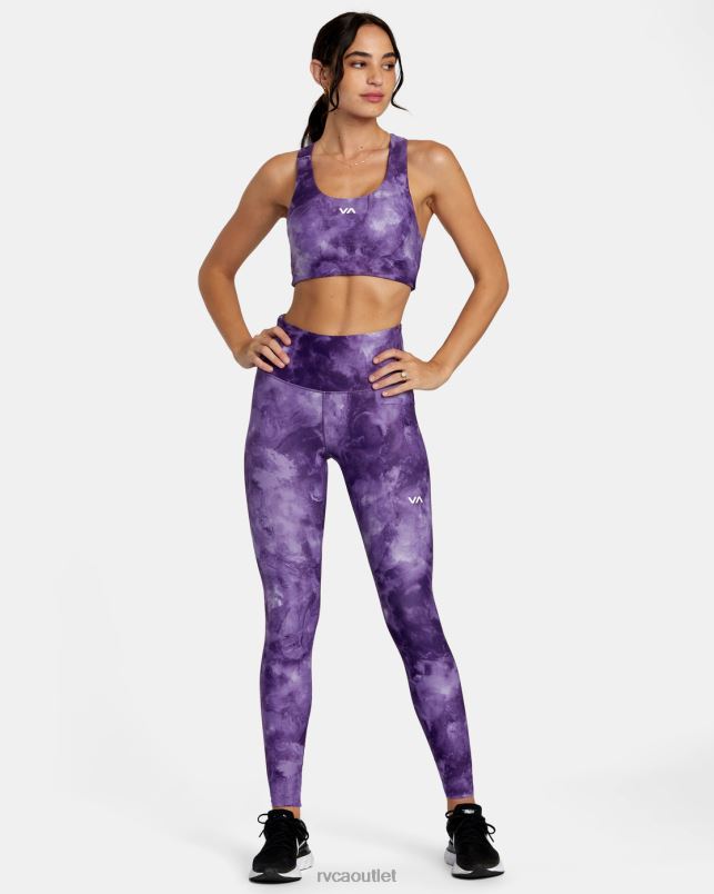 Clothing V84B1106 grape tie dye RVCA Women VA Essential Mid Support Sports Bra