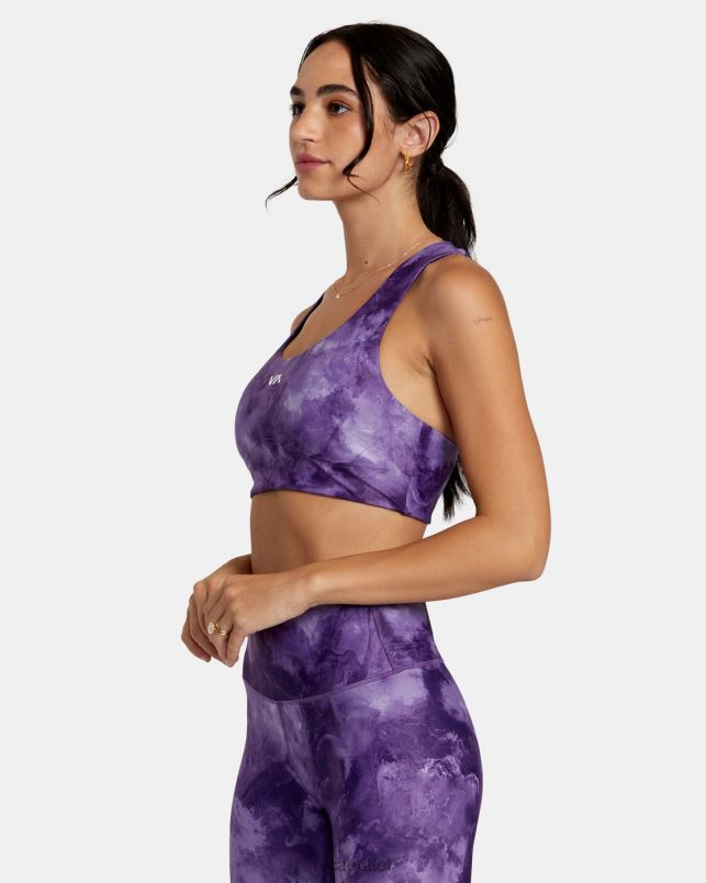 Clothing V84B1106 grape tie dye RVCA Women VA Essential Mid Support Sports Bra