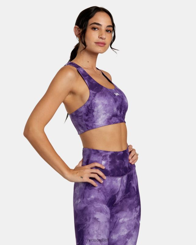 Clothing V84B1106 grape tie dye RVCA Women VA Essential Mid Support Sports Bra