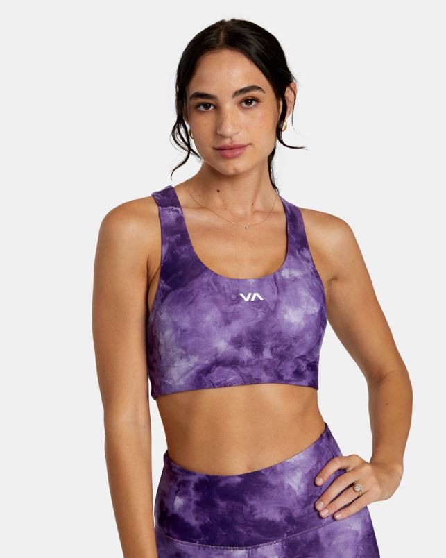 Clothing V84B1106 grape tie dye RVCA Women VA Essential Mid Support Sports Bra