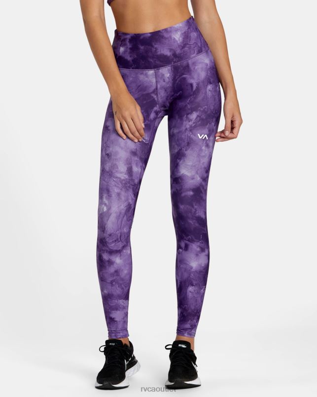 Clothing V84B1105 grape tie dye RVCA Women VA Essential Workout Leggings