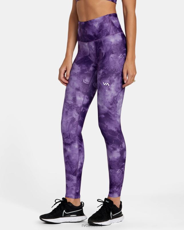 Clothing V84B1105 grape tie dye RVCA Women VA Essential Workout Leggings