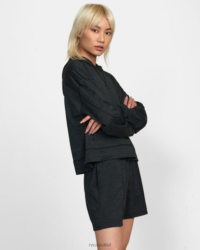 Clothing V84B1264 black RVCA Women C-Able Cropped Workout Hoodie