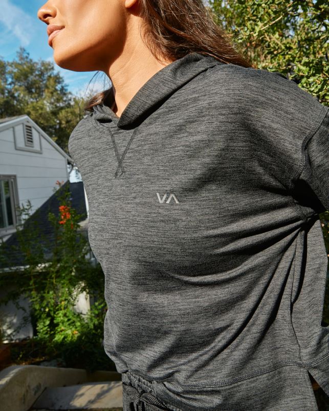 Clothing V84B1551 black heather RVCA Women C-Able Cropped Workout Hoodie