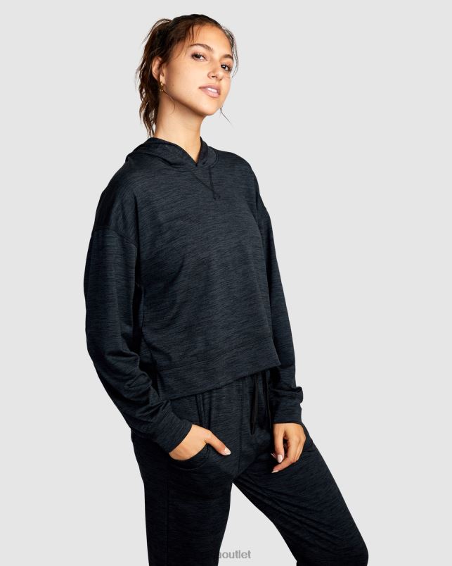 Clothing V84B1551 black heather RVCA Women C-Able Cropped Workout Hoodie