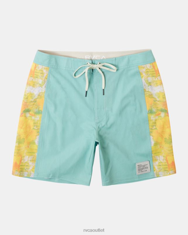 Bottoms V84B1023 green haze RVCA Unisex Cut Palm 17 Boardshorts