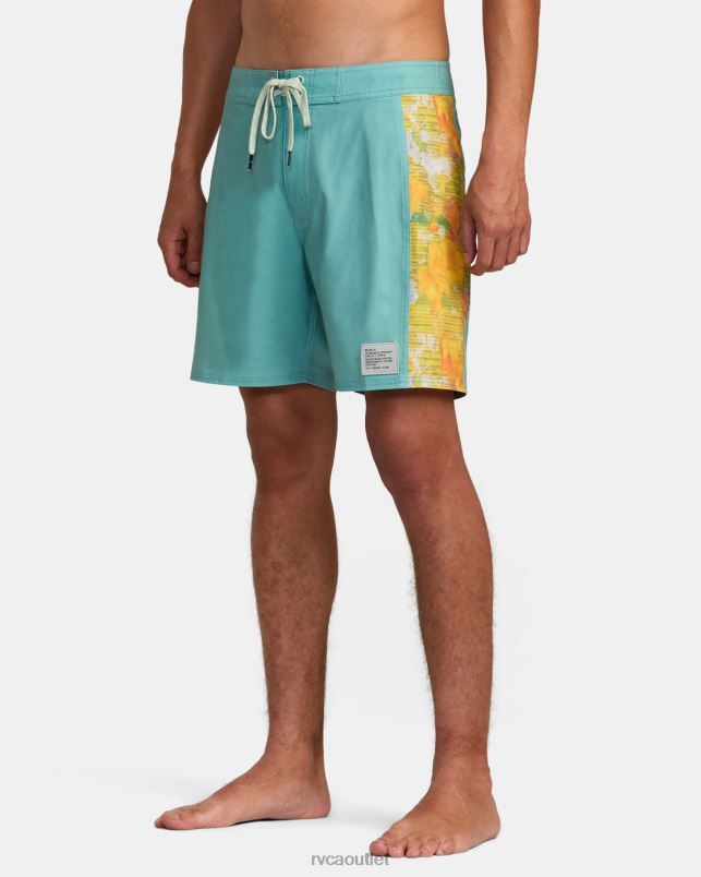 Bottoms V84B1023 green haze RVCA Unisex Cut Palm 17 Boardshorts