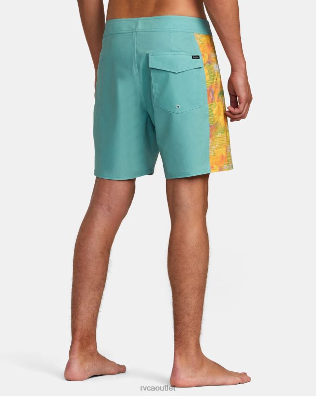 Bottoms V84B1023 green haze RVCA Unisex Cut Palm 17 Boardshorts