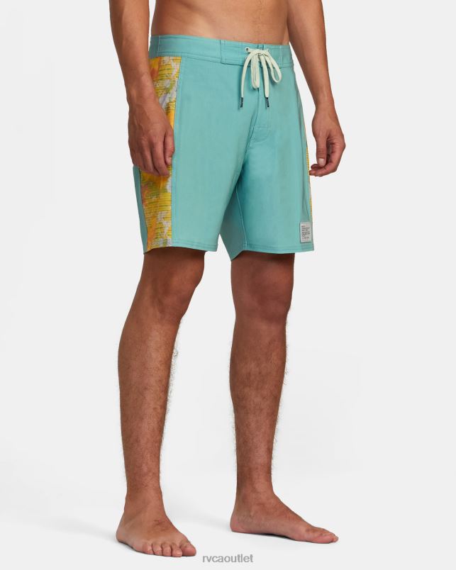 Bottoms V84B1023 green haze RVCA Unisex Cut Palm 17 Boardshorts