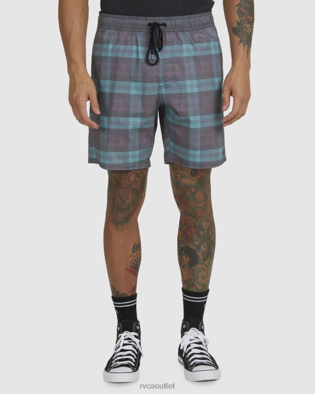 Bottoms V84B1052 teal RVCA Unisex Opposites Print Elastic Waist Boardshorts