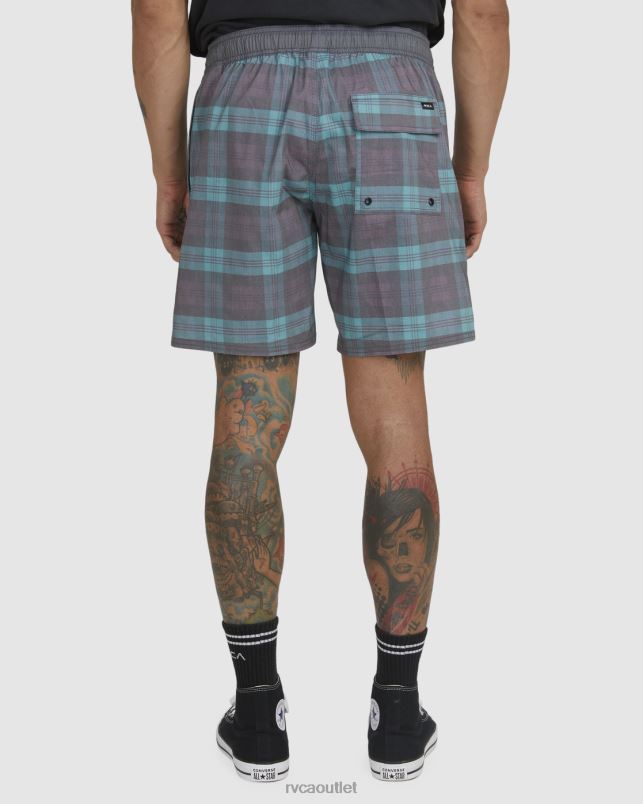Bottoms V84B1052 teal RVCA Unisex Opposites Print Elastic Waist Boardshorts