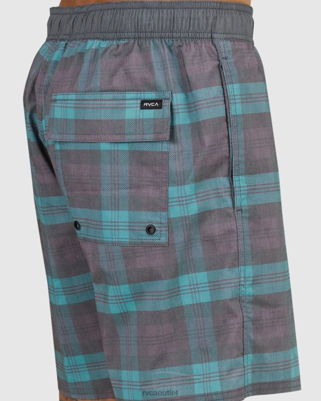 Bottoms V84B1052 teal RVCA Unisex Opposites Print Elastic Waist Boardshorts