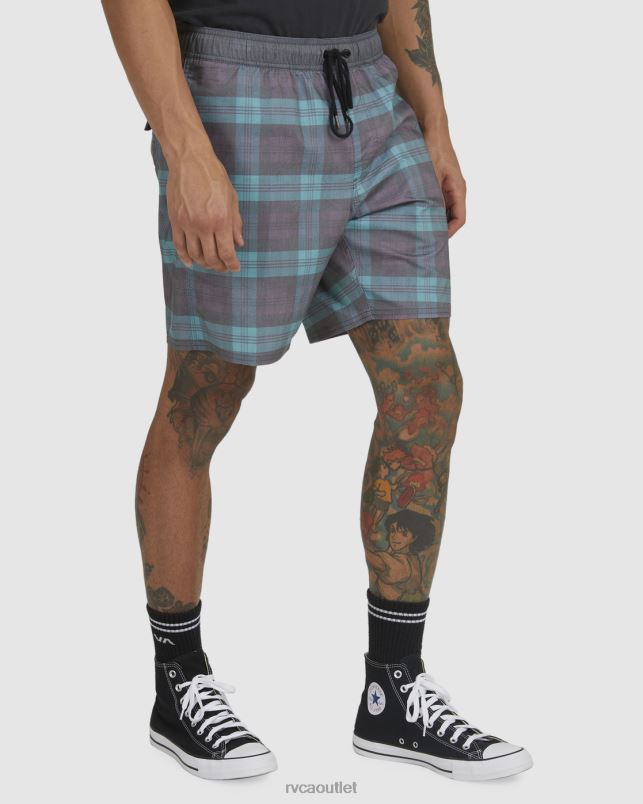 Bottoms V84B1052 teal RVCA Unisex Opposites Print Elastic Waist Boardshorts