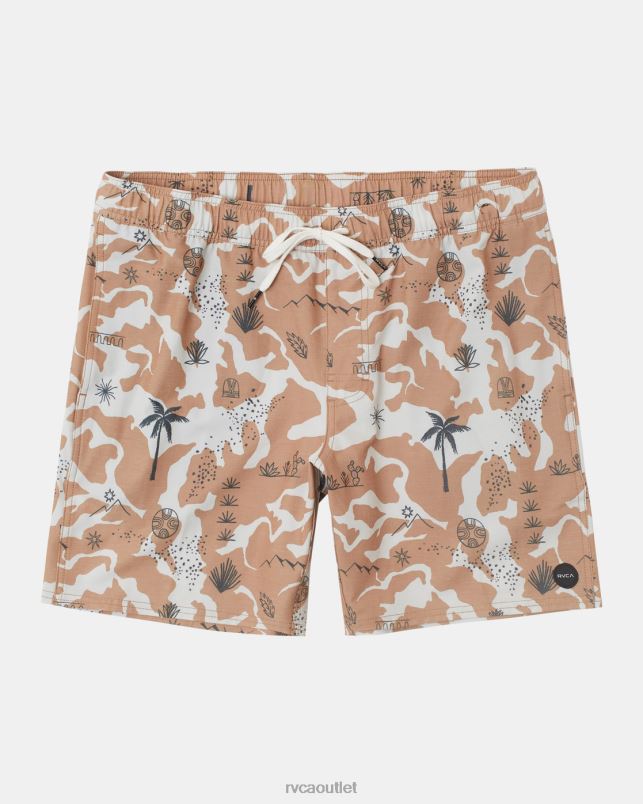 Bottoms V84B239 camel RVCA Unisex Atlas Elastic Waist Boardshorts 17