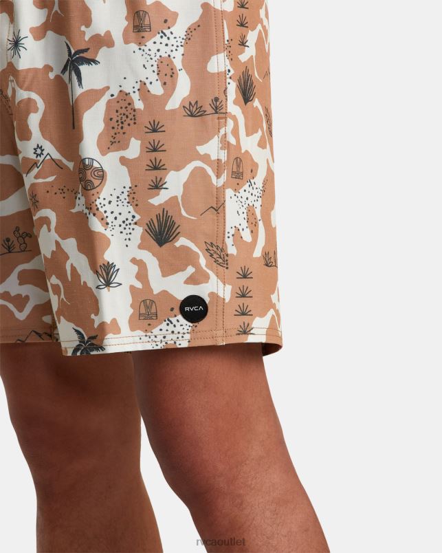 Bottoms V84B239 camel RVCA Unisex Atlas Elastic Waist Boardshorts 17