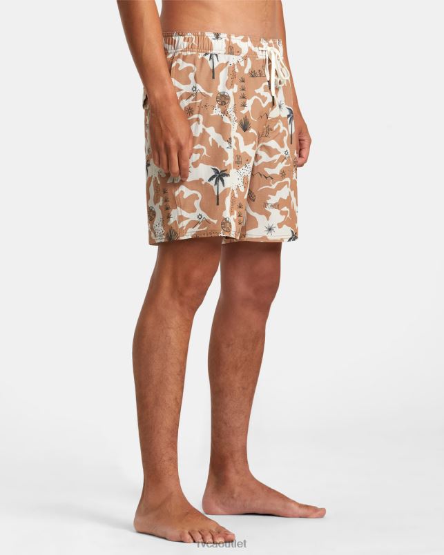 Bottoms V84B239 camel RVCA Unisex Atlas Elastic Waist Boardshorts 17