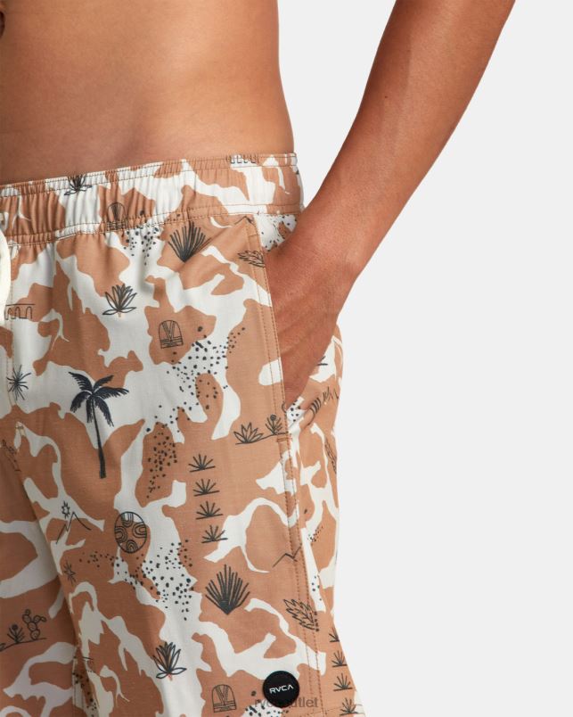 Bottoms V84B239 camel RVCA Unisex Atlas Elastic Waist Boardshorts 17