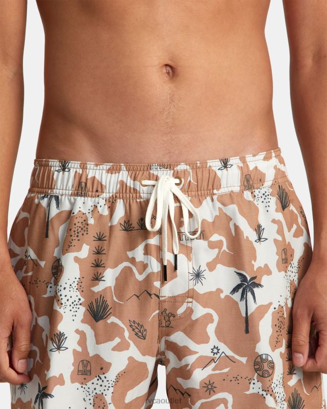 Bottoms V84B239 camel RVCA Unisex Atlas Elastic Waist Boardshorts 17