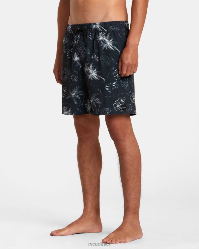 Bottoms V84B24 black RVCA Unisex VA Pigment Elastic Waist Boardshorts 17