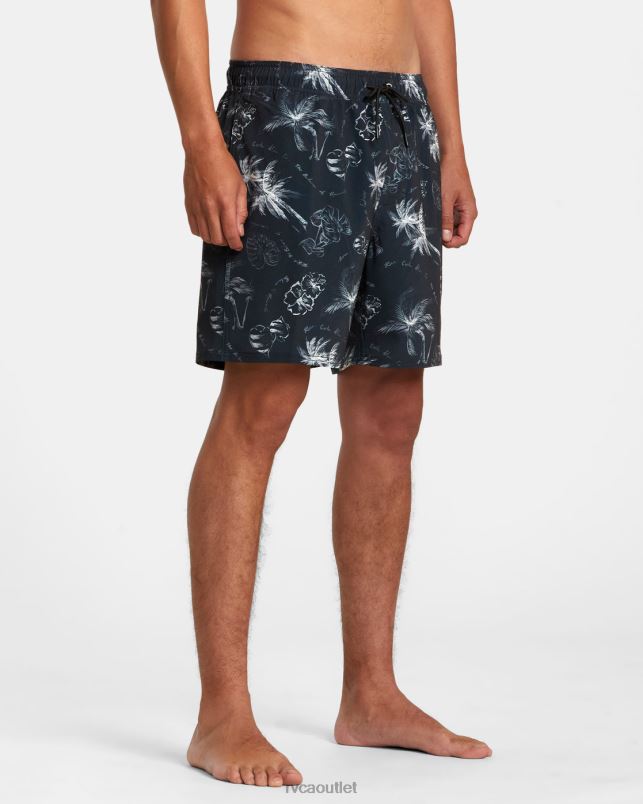 Bottoms V84B24 black RVCA Unisex VA Pigment Elastic Waist Boardshorts 17