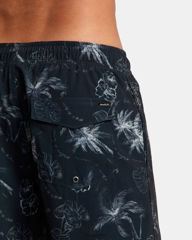 Bottoms V84B24 black RVCA Unisex VA Pigment Elastic Waist Boardshorts 17